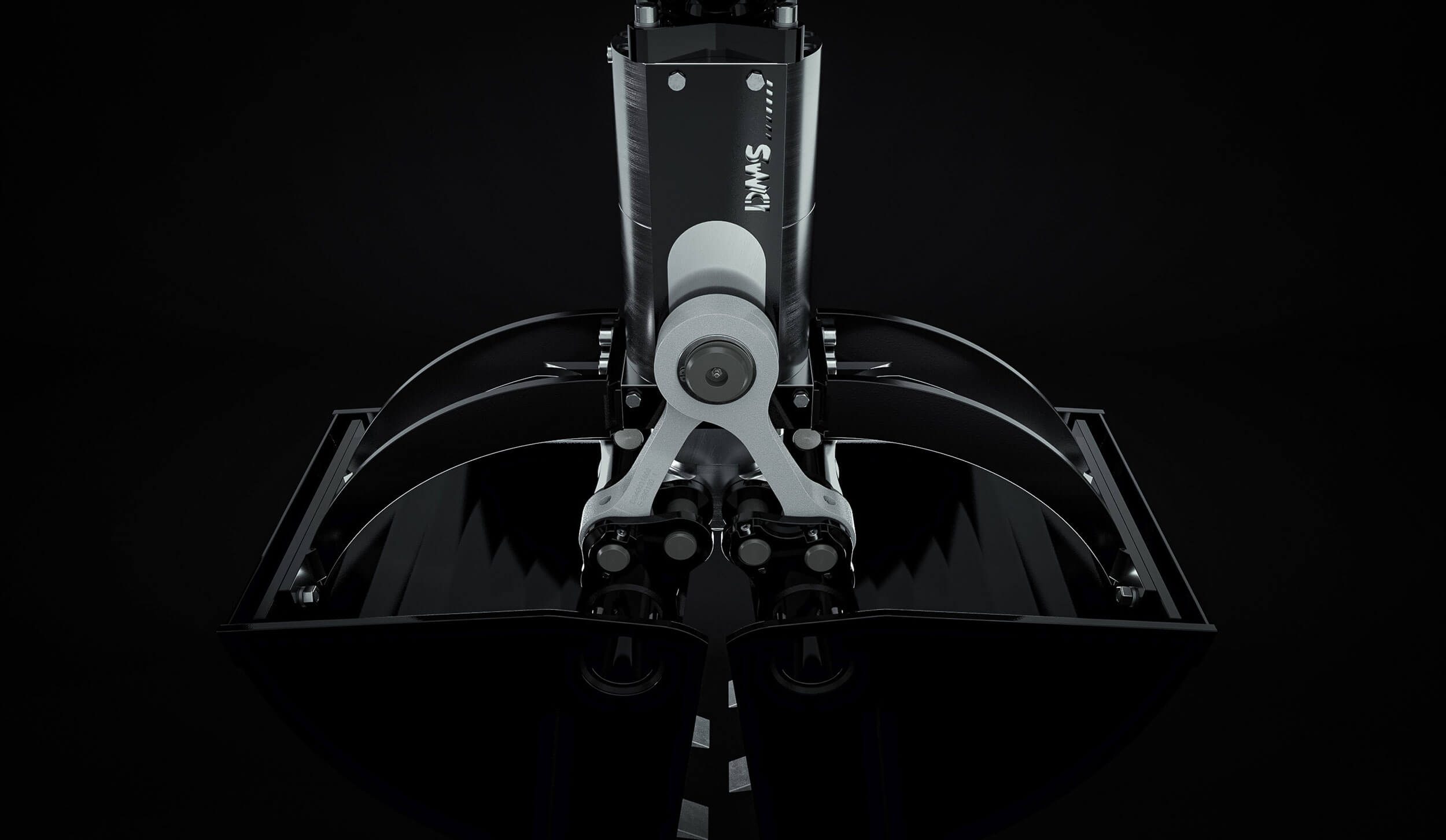 Auswerfer am Grabgreifer mit stehendem Zylinder